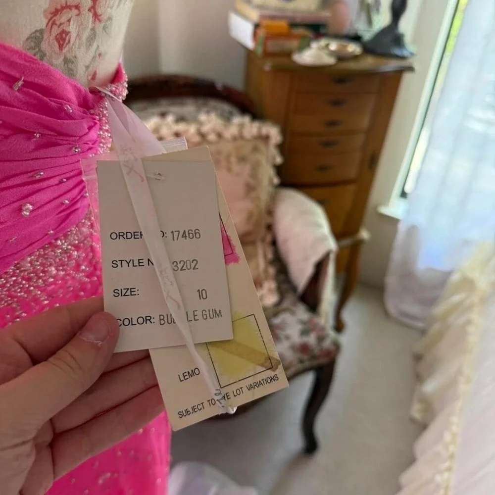 xcite pink fairy beaded silk prom dress‎ womens 10 - Picture 4 of 7